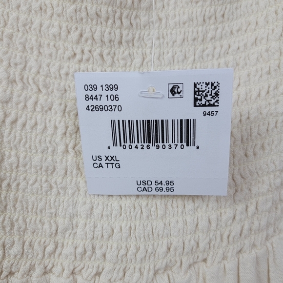 New American Eagle Women's Sz XXL Beige Linen Puffy Sleeve Milkmaid Mini Dress - Picture 9 of 12